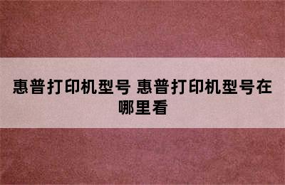 惠普打印机型号 惠普打印机型号在哪里看